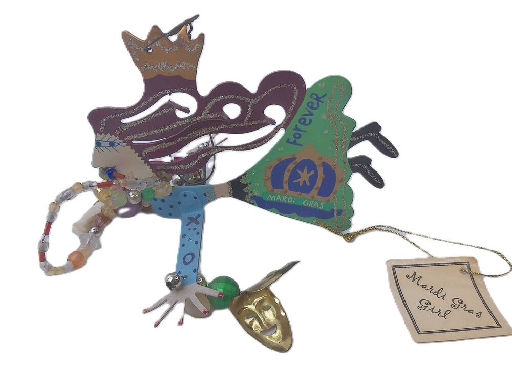 Vintage Silvestri Fanciful Flights Karen Rossi Mardi Gras Girl Ornament